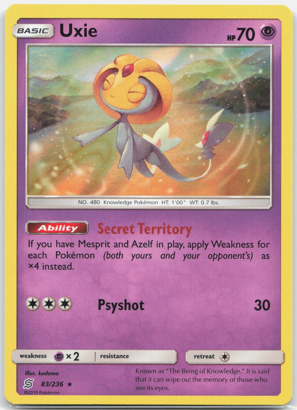 Uxie 83/236 Holo Rare Unified Minds Pokemon Near Mint