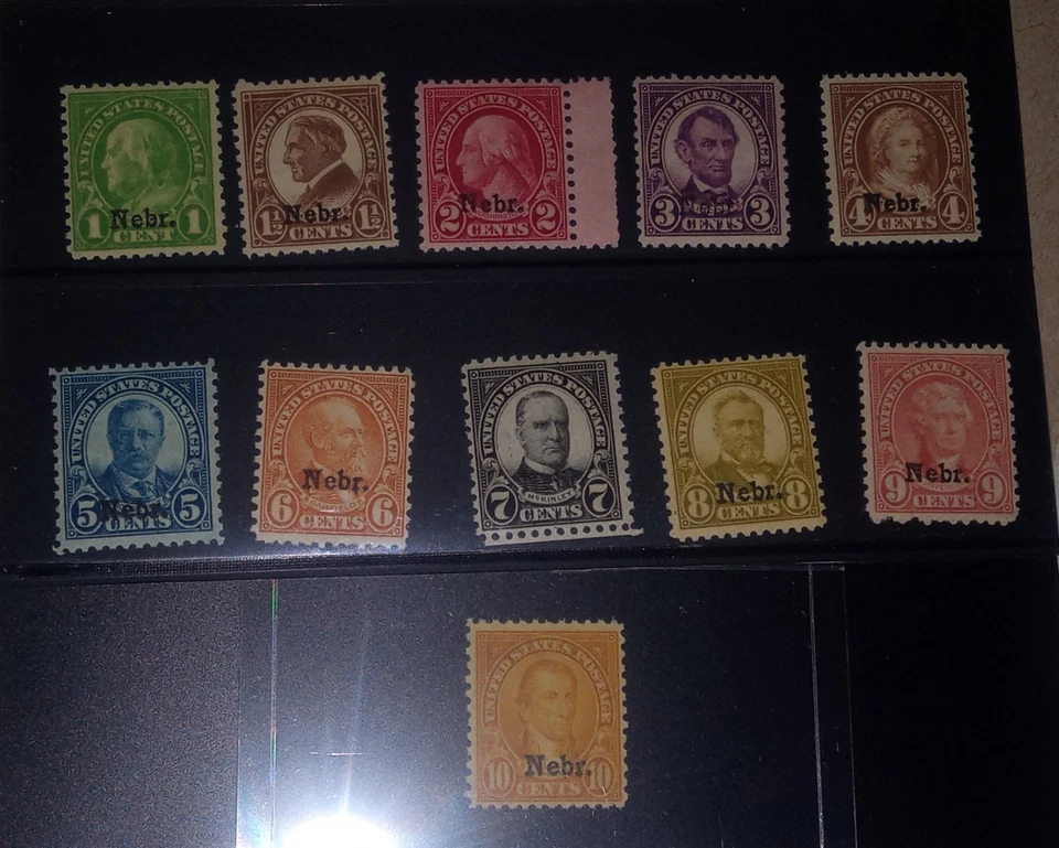 USA Scott # 669-679 NEBRASKA Mostly F-VF OG Hinged US Stamps Cat $265 - Image 2 of 2