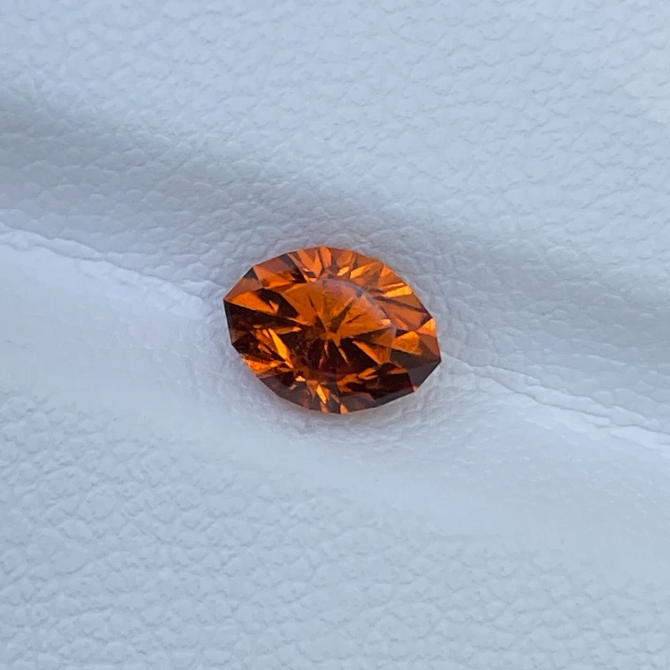 Natural Orange Precision Marquise Hessonite Garnet 1.24 Cts Engagement Ring Gem - Image 3 of 4