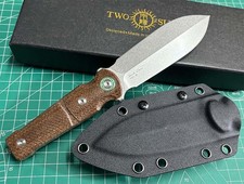 TWOSUN FIXED BLADEKNIFE BROWN MICARTAHANDLE D2 EDGE STONEWASH FINISH TS531-D2-KS