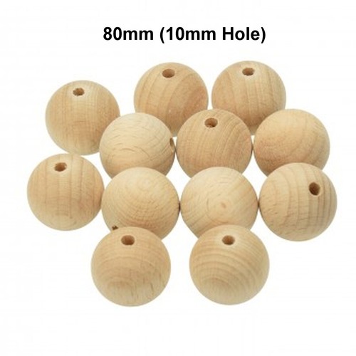 Natural Round Wooden Beads Balls Untreated Plain Wood Hole (6mm-80mm) - Picture 30 of 31