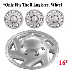 4 Silver 16" For Ford E350 E450 Econoline Van 1997-2023 Full Wheel Cover Hub Cap