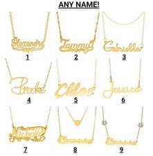Personalized 14K Gold Plate Any Name Plate Pendant Script Chain Necklace 2023