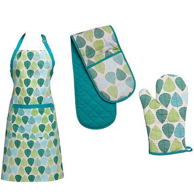 New Green Leaf Design Oven Glove Single Double Apron Kitchen Accessories Gift Uk Ebay