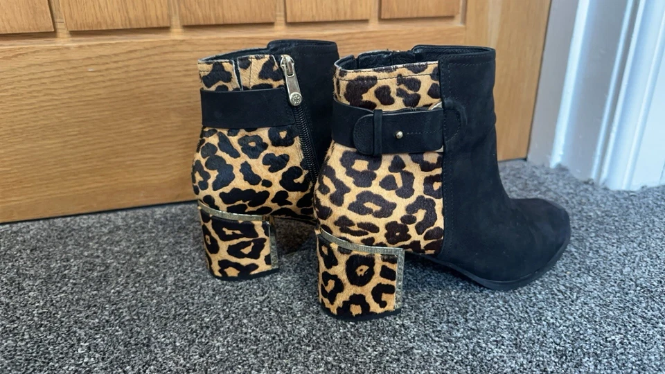 Moda In Pelle Black Leopard Print Boots Size Uk 4.5 - Image 4 of 4
