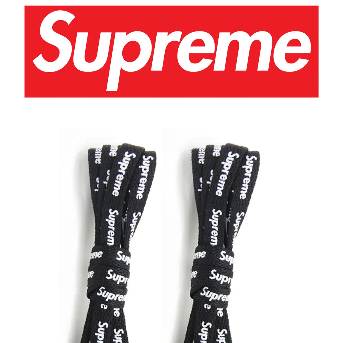 2 paires de lacets de chaussures Supreme noir AF1 Dunks Jordans 120 cm 47 po