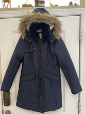 Celsius Premium Girls Full Zip Navy Hooded Faux Fur Parka Jacket Coat Size L