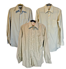 PAUL FREDRICK Dress Shirt sz 15 34 Slim Fit Cotton Lot of 3 Preowned Blue Green