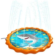 Splash Buddies 48" Sprinkler Mat Outdoor Shark Fountain Water Toy Kids Play Pad