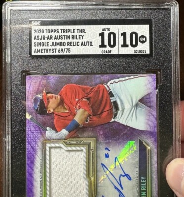 2020 Austin Riley Topps Triple Threads Jumbo Relic Auto 69/75… SGC 