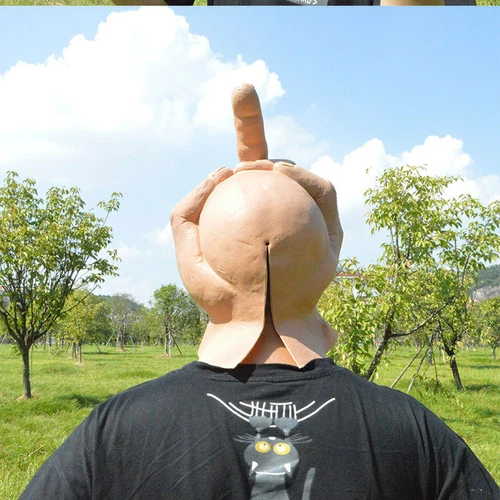 Halloween Middle Finger Mask Halloween Middle Finger Head Mask Latex Full Head - Picture 14 of 18