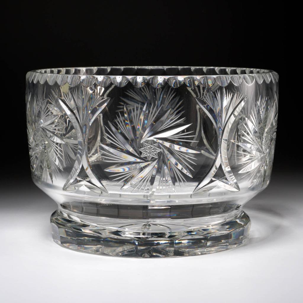 Hand Cut Lead Crystal Glass Imperlux Poland Centerpiece Hobstar