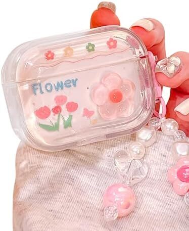Compatible with AirPods Case Cute Clear 3D Flowers Pattern Girls Woman Soft Sili