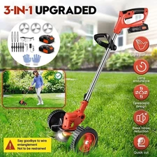 Electric Lawn Edger Cordless Weed Grass String Trimmer Cutter Eater w/ 2 Battery