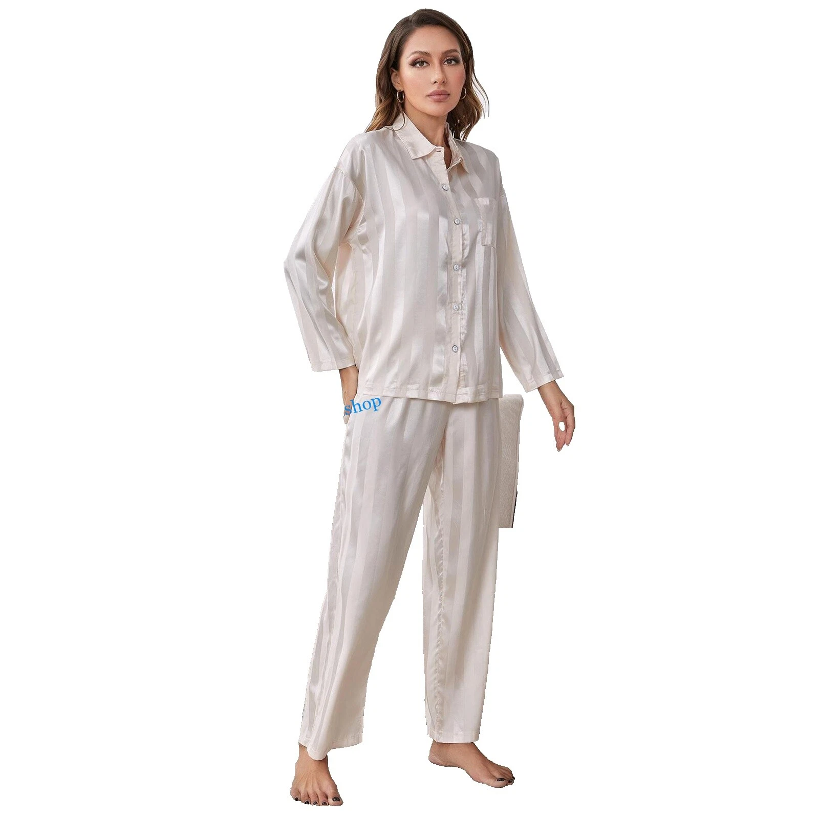 Pijamas y batas de rayas de seda para Mujer