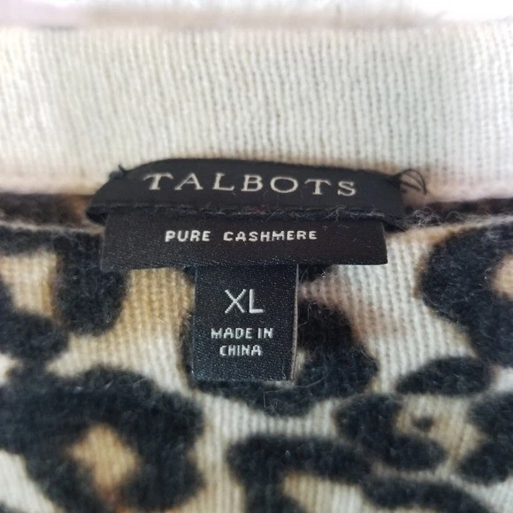 Talbots animal print pure cashmere sweater womens XL - Image 2 of 4