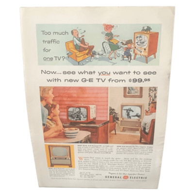 Vintage 1955 General Electric Too Much Traffic for One TV Ad Advertisement