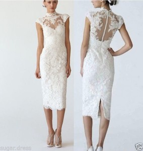 high neck short wedding dress