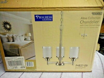 Progress Lighting Alexa 3-Light Brushed Nickel Transitional Chandilier