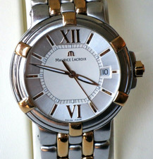 Swiss MAURICE LACROIX Calypso CA 1107 Gold Steel Date Quarts Mens WATCH