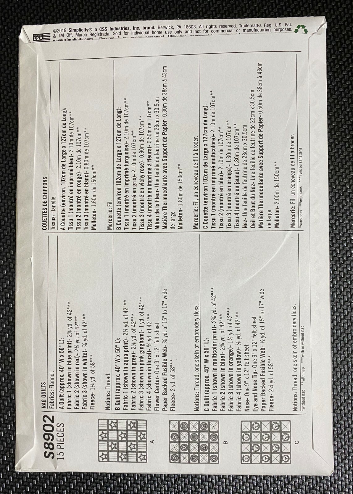 Simplicity Sewing Pattern S02 Rag Quilts For Sale Online Ebay