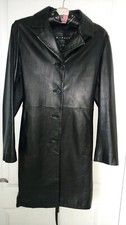 Womens Leather 3/4 Length Coat