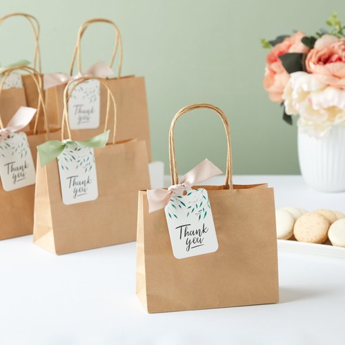 50 Pack Small Kraft Paper Gift Bags with Handle for Birthday Party, (6 x 5") - Picture 2 of 9