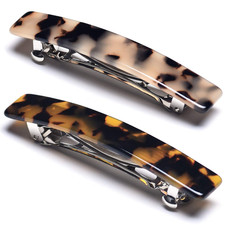 2PCS French Design Hair Barrette Tortoise Shell Celluloid Rectangle Hair Clips f