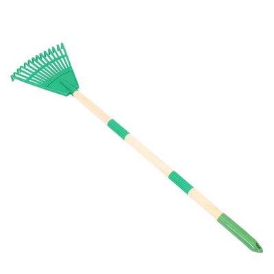  Plastic Leaves Rake With Detachable Handle 14 Tines (Green) - 34 Inch/87 Cm