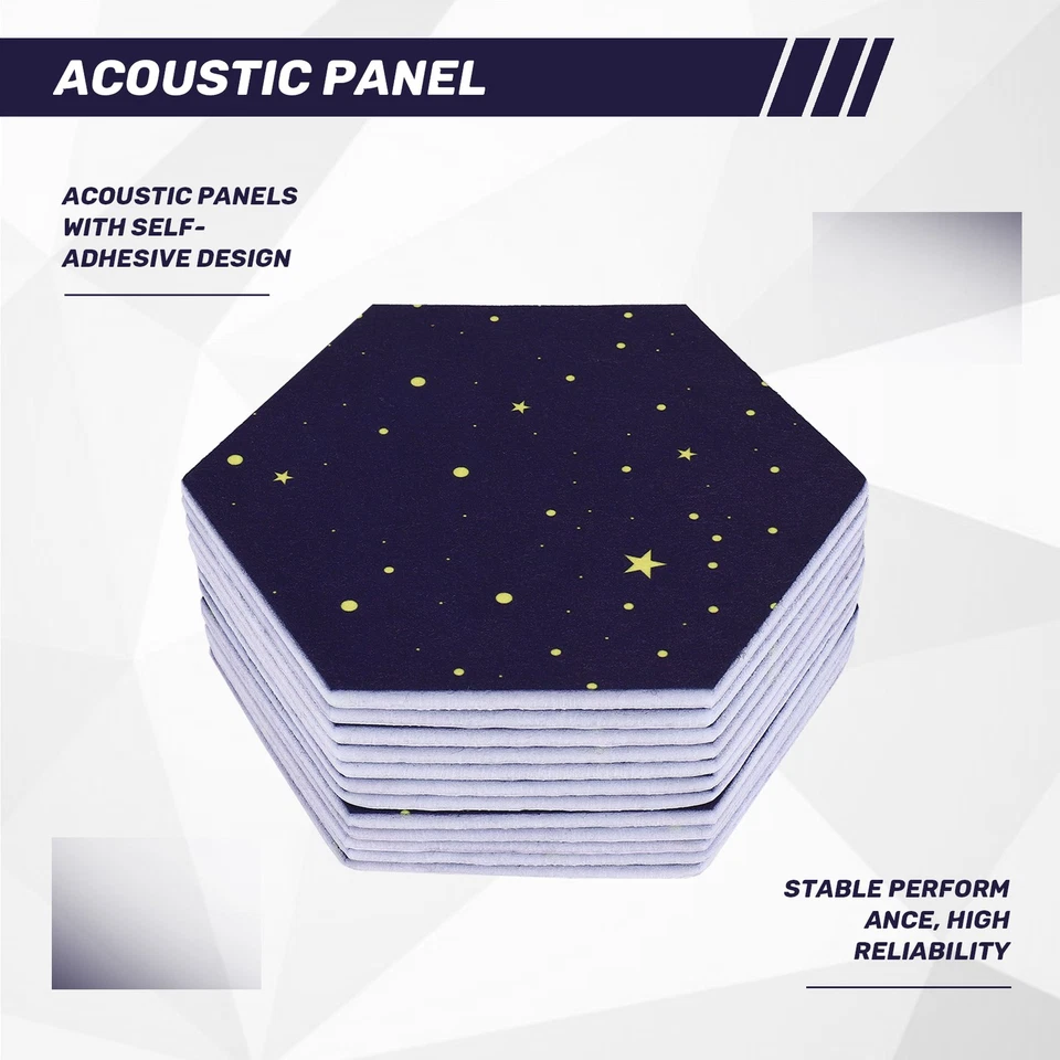 Paquete de 12 paneles acústicos hexagonales estrellados, acolchado a prueba de sonido, Sound5903 Foto 2 de 4