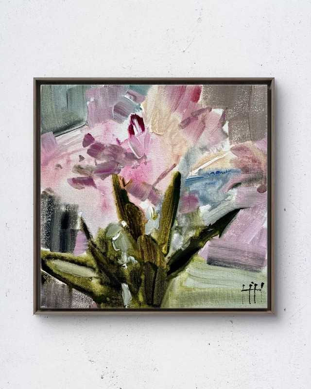 Flowers No.3 8x8 Original Acrylic Painting Still Life Canvas Wall Art