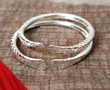 2 Set Bracelet ,Handmade Hammered Sterling Silver Anniversary Boho Bangle Si 167