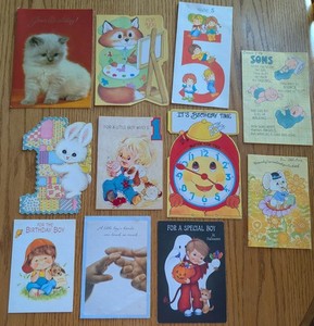 Vintage Lot Of 11 Varied Used BOY Greeting Cards birthday Ambassador Sangamon