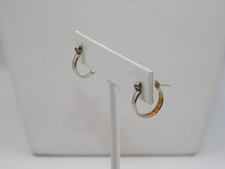 B560-VINTAGE PIERCED EARRINGS SILVER TONE HOOPS CLASSIC 1/2" WIDE