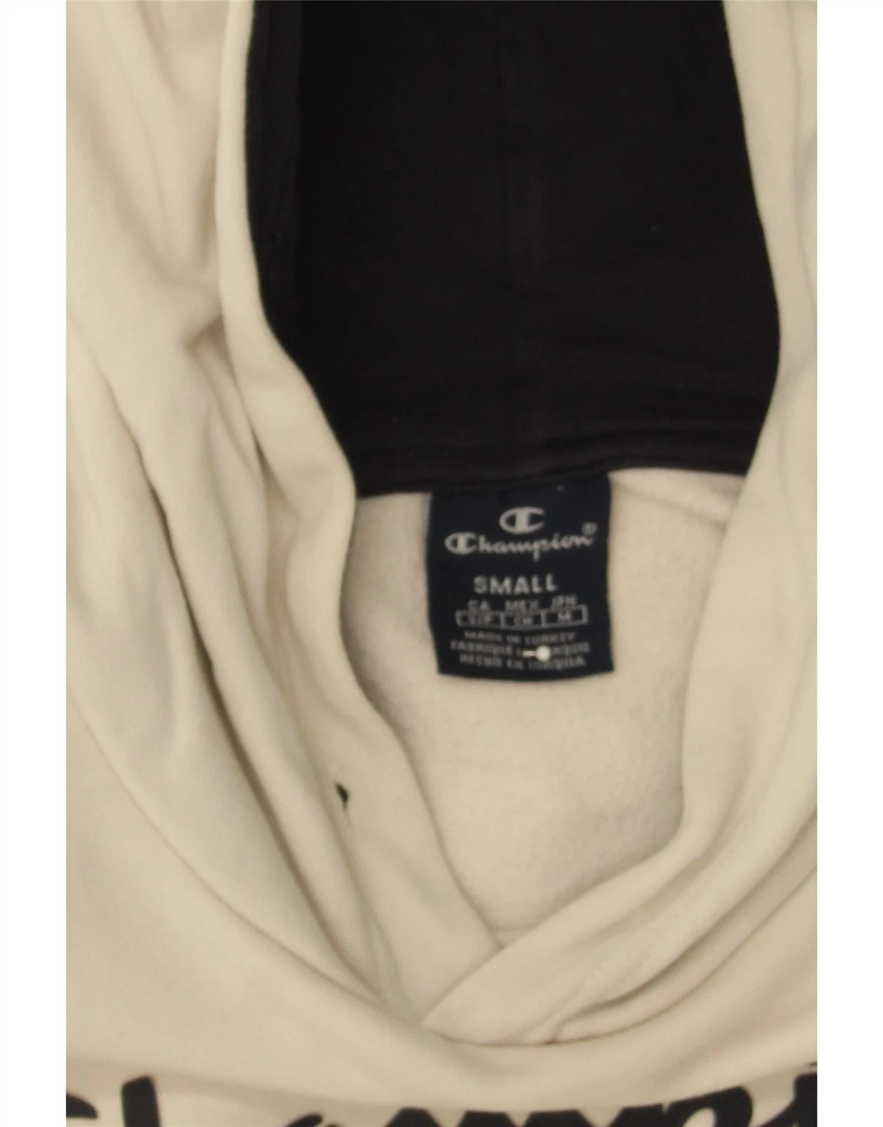 OFF WHITE CHAMPION maglione donna oversize grafico con cappuccio UK 10 piccolo bianco sporco CJ18