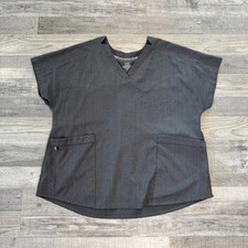 Climate Right by Cuddl Duds grey short sleeve V-neck scrubs top women XL O41