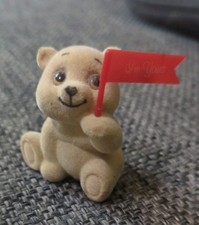 Vintage Russ Flocked Teddy Bear Sitting Figurine I'm Yours Sign