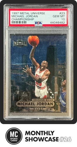MICHAEL JORDAN PSA 10 1997-98 METAL UNIVERSE #23 CHAMPIONSHIP BULLS GEM POP 92