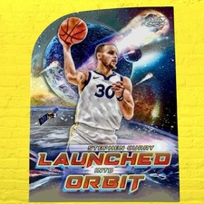 Stephen Curry 2023-24 Topps Cosmic Chrome Die-Cut Launched Into Orbit Warriors