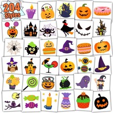 Partywind Halloween Temporary Tattoos for Kids 204 PCS Individually Wrapped
