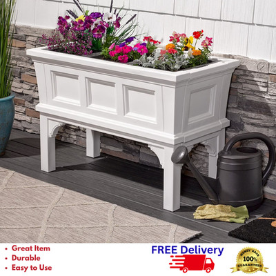 Step2 Atherton Raised Planter Box Outdoor Resin Garden Bed w/ 3 Trays