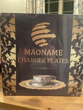 MAONAME Gold Charger Plates Set of 12, 13" Round Plastic Decorative Plates