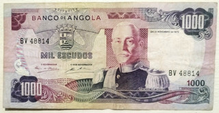 BILLET ANGOLA 1000 ESCUDOS 1972 Pick 103 TB