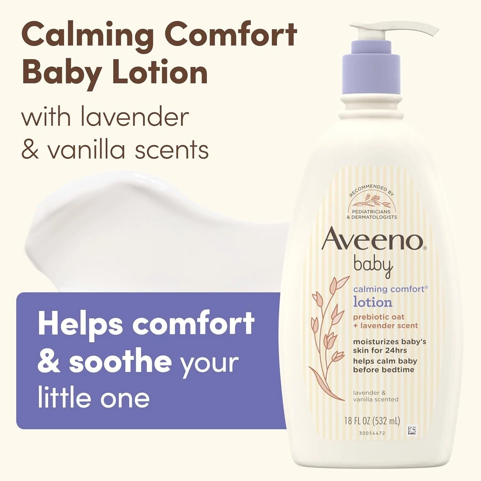Aveeno Baby Calming Comfort Moisturizing Body Lotion Lavender & Vanilla Scents, - Image 3 of 3