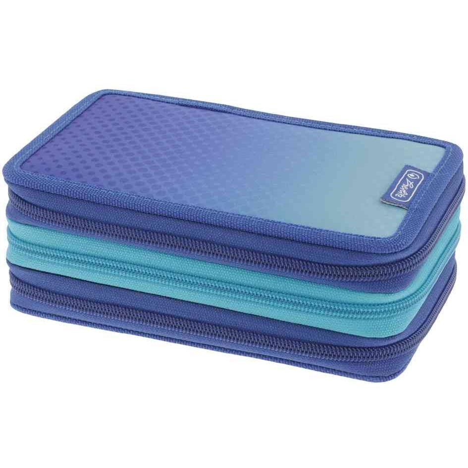Trousse herlitz TriCase bleue triple compartiment stylos dessin college