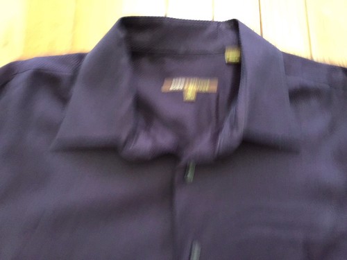 New BCBG Attitude Men's Shirt Dark Purple Ribbed XL 17. 32/33 Cotton French Cuff - Picture 3 of 10