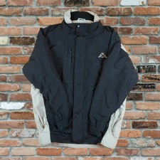 Giacca da sci impermeabile Kappa vintage nera e panna taglia XL