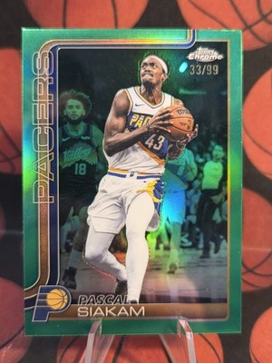 2025-26 Topps Chrome Update Pascal Siakam #27 Green Parallel /99 Pacers