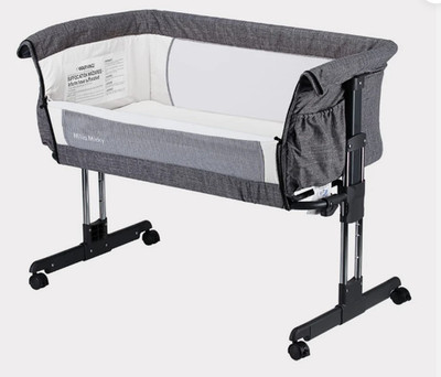 New Mika Micky Baby Bassinet Bedside Sleeper Easy Folding Portable Crib Grey