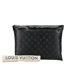 Authentic Louis Vuitton Monogram Eclipse Pochette Discovery M62291 Clutch Bag